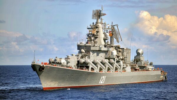The Moskva guided missile cruiser, the flagship of Russia's Black Sea Fleet - Sputnik International