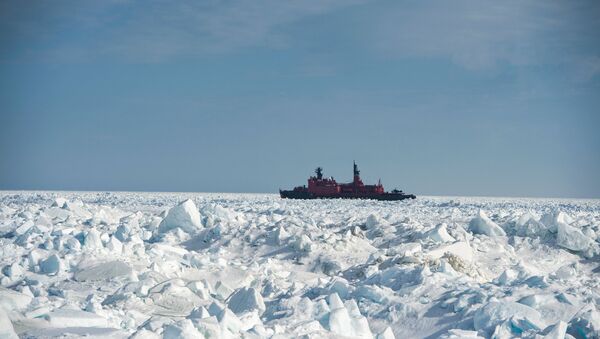 The atomic icebreaker Yamal during researches carried out in the Kara Sea - Sputnik International