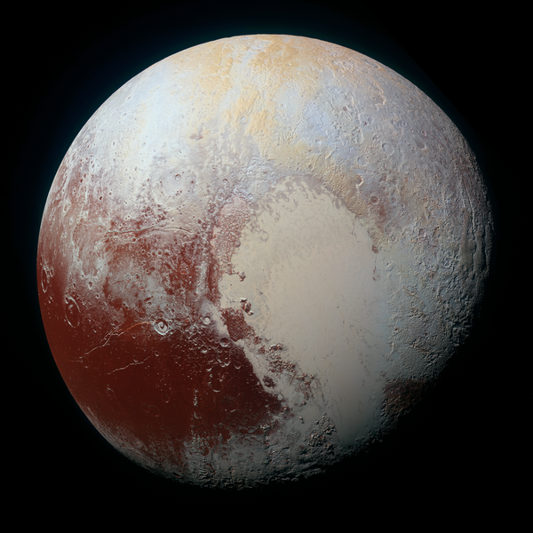 This image combines blue, red and infrared images taken by the Ralph/Multispectral Visual Imaging Camera (MVIC). Pluto’s surface sports a remarkable range of subtle colors, enhanced in this view to a rainbow of pale blues, yellows, oranges, and deep reds. This image combines blue, red and infrared images taken by the Ralph/Multispectral Visual Imaging Camera (MVIC). Pluto’s surface sports a remarkable range of subtle colors, enhanced in this view to a rainbow of pale blues, yellows, oranges, and deep reds. - Sputnik International