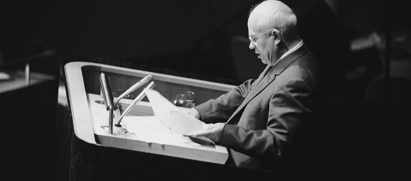 Soviet leader Nikita Khrushchev addresses  UN General Assembly in New York, Oct. 11, 1960 - Sputnik International