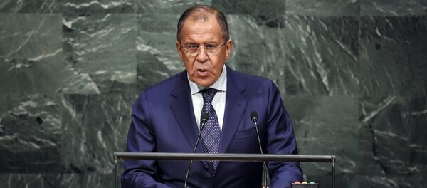 Russian Foreign Minister Sergey Lavrov speaks to the United Nations Sustainable Development Summit at the United Nations General Assembly in New York on September 27, 2015 - Sputnik International
