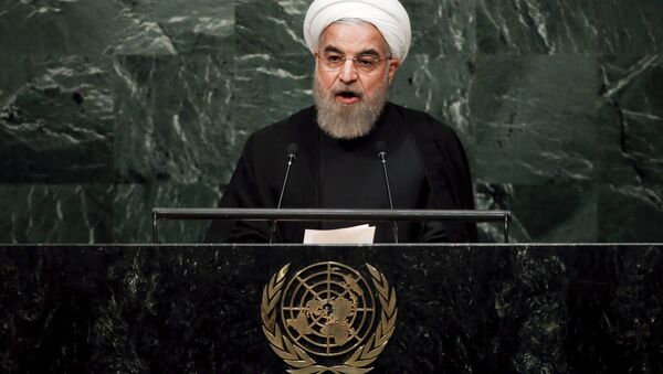 Iran's President Hassan Rouhani addresses a plenary meeting of the United Nations Sustainable Development Summit 2015 at the United Nations headquarters in Manhattan, New York September 26, 2015 - Sputnik International