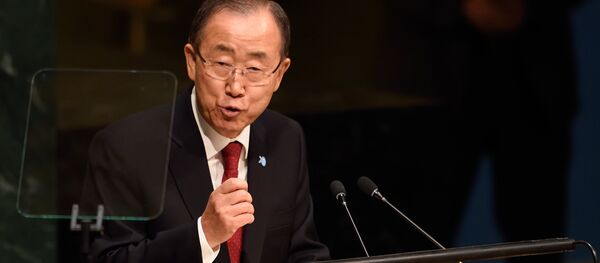 United Nations Secretary general Ban Ki-moon speaks at the 70th session of the United Nations General Assembly September 28, 2015 at the United Nations in New York - Sputnik International