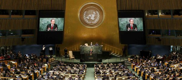 United Nations Secretary General Ban Ki-moon addresses attendees during the 70th session of the United Nations General Assembly at the U.N. Headquarters in New York, September 28, 2015 United Nations Secretary General Ban Ki-moon addresses attendees during the 70th session of the United Nations General Assembly at the U.N. Headquarters in New York, September 28, 2015 - Sputnik International