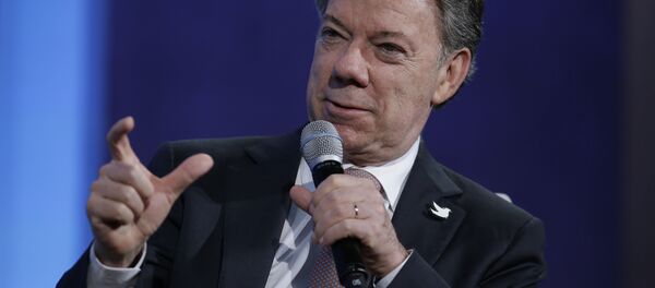 Colombian President Juan Manuel Santos Calderon speaks during the Clinton Global Initiative annual meeting September 28, 2015 in New York. Colombian President Juan Manuel Santos Calderon speaks during the Clinton Global Initiative annual meeting September 28, 2015 in New York. - Sputnik International