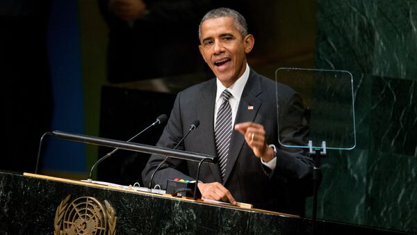 In this Sept. 27, 2015, file photo, President Barack Obama speaks at the United Nations Sustainable Development Summit, Sunday, Sept. 27, 2015, at the United Nations headquarters - Sputnik International