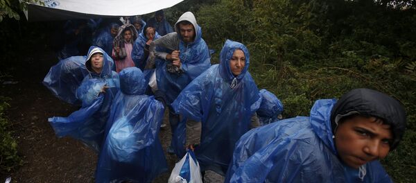 A group of migrants head to cross a border line between Serbia and Croatia, near the village of Berkasovo, about 100 km west from Belgrade, Serbia, Tuesday, Sept. 29, 2015 A group of migrants head to cross a border line between Serbia and Croatia, near the village of Berkasovo, about 100 km west from Belgrade, Serbia, Tuesday, Sept. 29, 2015 - Sputnik International