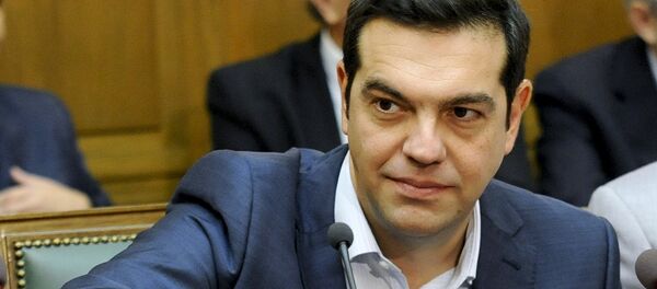 Greek Prime Minister Alexis Tsipras attends the first meeting of the new cabinet in the parliament building in Athens, Greece September 25, 2015 - Sputnik International