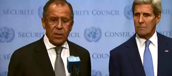 Lavrov, Kerry address media after discussions at United Nations Lavrov, Kerry address media after discussions at United Nations - Sputnik International