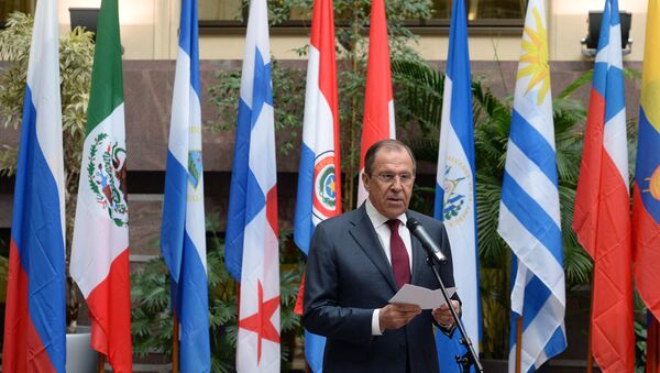 Russian Foreign Minister Sergey Lavrov speaks at the event marking the 70th anniversary of diplomatic relations between Russia and Latin American nations - Sputnik International