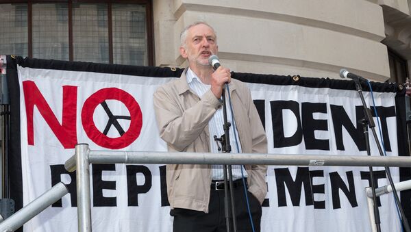 UK Labour party leader Jeremy Corbyn addresses the crowd. - Sputnik International
