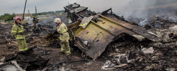 Rescuers seen at the site of the MH17 plane crash in Ukraine. File photo  - Sputnik International