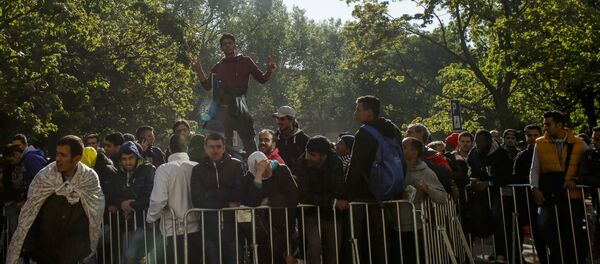Migrants and refugees wait for their registration at central registration center for refugees and asylum seekers LaGeSo (Landesamt fuer Gesundheit und Soziales - State Office for Health and Social Affairs) in Berlin, Germany, Thursday, Oct. 1, 2015. Migrants and refugees wait for their registration at central registration center for refugees and asylum seekers LaGeSo (Landesamt fuer Gesundheit und Soziales - State Office for Health and Social Affairs) in Berlin, Germany, Thursday, Oct. 1, 2015. - Sputnik International