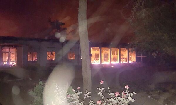 The Doctors Without Borders hospital is seen in flames, after an explosion in the northern Afghan city of Kunduz The Doctors Without Borders hospital is seen in flames, after an explosion in the northern Afghan city of Kunduz - Sputnik International
