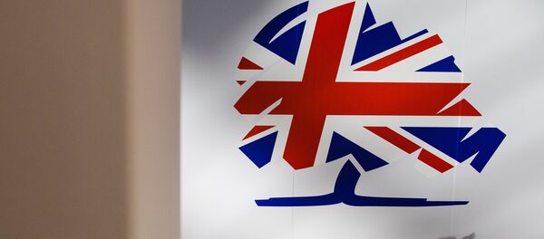 The Conservative party logo is displayed on the first day of the annual Conservative party conference in Manchester, north west England, on October 4, 2015.  - Sputnik International