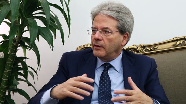 Italian Foreign Minister Paolo Gentiloni speaks during his meeting with Lebanese Foreign Minister Gebran Bassil at the Lebanese foreign ministry in Beirut, Lebanon, Tuesday, July 14, 2015 - Sputnik International