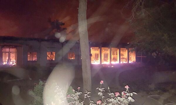 The Doctors Without Borders hospital is seen in flames, after explosions in the northern Afghan city of Kunduz, Saturday, Oct. 3, 2015 The Doctors Without Borders hospital is seen in flames, after explosions in the northern Afghan city of Kunduz, Saturday, Oct. 3, 2015 - Sputnik International