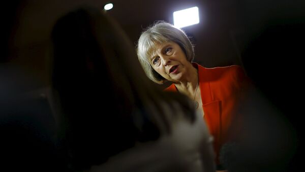 Britain's Home Secretary Theresa May speaks to members of the media after addressing the Police Superintendents Association of England and Wales annual conference in Kenilworth, Britain, September 9, 2015 - Sputnik International