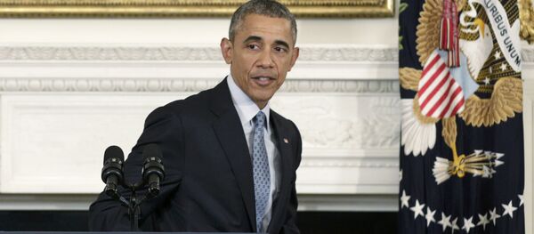 U.S. President Barack Obama departs after a news conference in the State Dining Room at the White House in Washington, October 2, 2015 U.S. President Barack Obama departs after a news conference in the State Dining Room at the White House in Washington, October 2, 2015 - Sputnik International