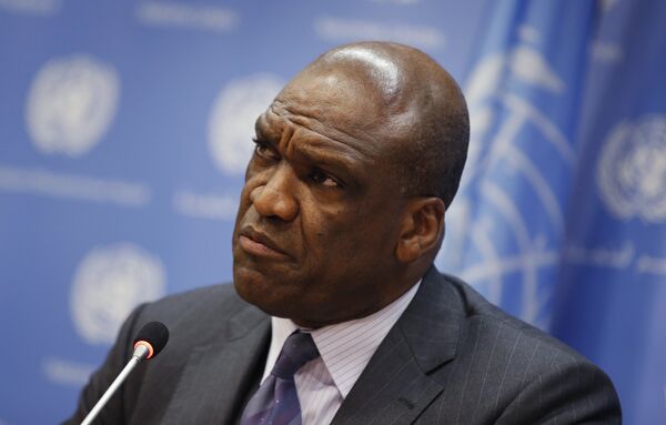 Ambassador John Ashe of Antigua and Barbuda, current President of the United Nations General Assembly, speaks during a news conference ahead of the 68th United Nations General Assembly at UN Headquarters in New York, in a September 17, 2013. Ambassador John Ashe of Antigua and Barbuda, current President of the United Nations General Assembly, speaks during a news conference ahead of the 68th United Nations General Assembly at UN Headquarters in New York, in a September 17, 2013. - Sputnik International