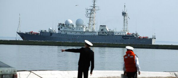 The Russian Navy communications ship Vasily Tatishchev, seen here at the Kaliningrad Region harbor of Baltiysk. The Russian Navy communications ship Vasily Tatishchev, seen here at the Kaliningrad Region harbor of Baltiysk. - Sputnik International