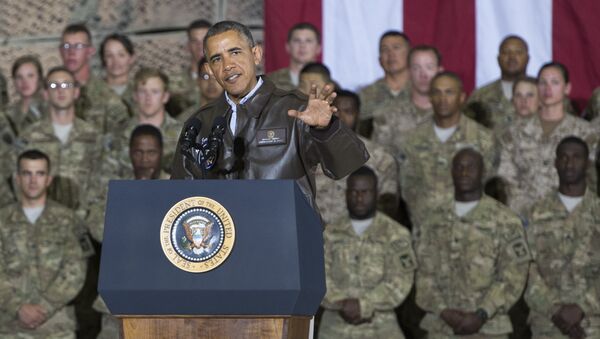 US President Barack Obama speaks during a surprise visit with US troops at Bagram Air Field, north of Kabul, in Afghanistan, May 25, 2014, prior to the Memorial Day holiday - Sputnik International