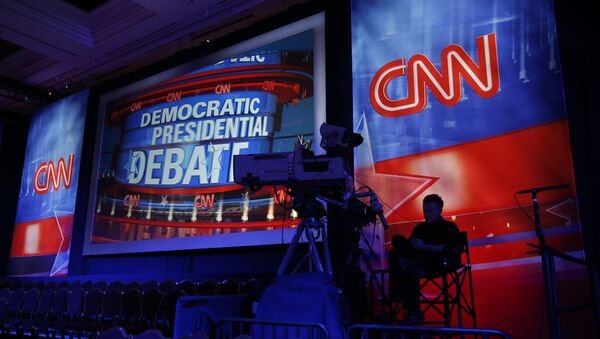 A camera operator waits in the debate hall before a CNN Democratic presidential debate. - Sputnik International