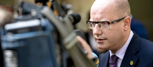Bohuslav Sobotka, Prime Minister of the Czech Republic, speaks to the press during a high-level meeting on the fight against social dumping and free trade in the European Union, in Brussels, on June 25, 2015 Bohuslav Sobotka, Prime Minister of the Czech Republic, speaks to the press during a high-level meeting on the fight against social dumping and free trade in the European Union, in Brussels, on June 25, 2015 - Sputnik International