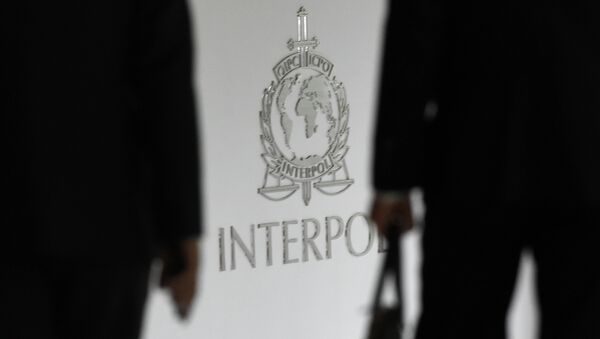 A logo at the newly completed Interpol Global Complex for Innovation building is seen during the inauguration opening ceremony in Singapore on April 13, 2015 - Sputnik International