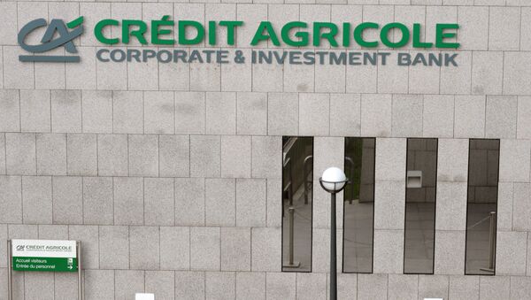 Logo of French banking group Credit Agricole's Corporate and Investment Bank in La Defense District near Paris - Sputnik International
