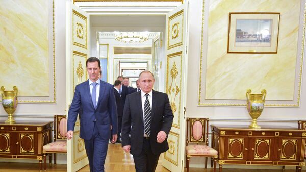 The meeting of Russian President Vladimir Putin and his Syrian counterpart Bashar Assad - Sputnik International