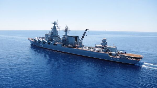 Moskva missile cruiser in the Mediterranean - Sputnik International