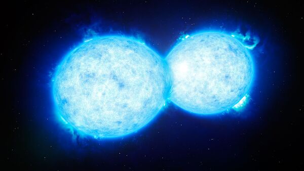 This artist’s impression shows VFTS 352 — the hottest and most massive double star system to date where the two components are in contact and sharing material - Sputnik International