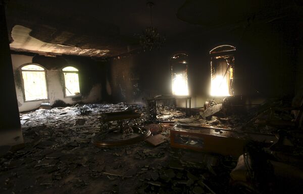 An interior view of the US consulate, which was attacked and set on fire by gunmen, in Benghazi, in this September 12, 2012. - Sputnik International