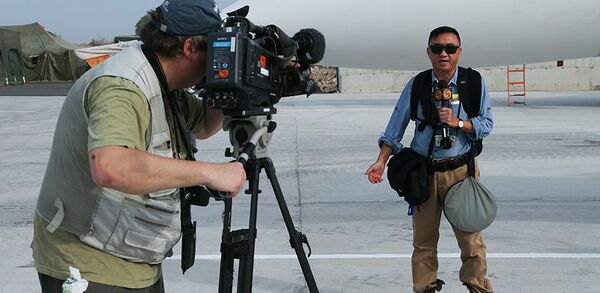 Work of journalists on air base Hmeymim in Syria Work of journalists on air base Hmeymim in Syria - Sputnik International