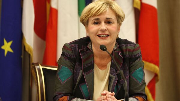 Italian Economic Development Minister Federica Guidi attends a press conference at the end of the G7 meeting for Energy in Rome, Tuesday, May 6, 2014 - Sputnik International