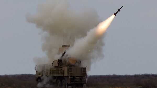 Rocket launch by the Pantsir-S surface-to-air missile system during an exercise (air defense conference) of the Air Defense soldiers. Ashuluk firing ground, Astrakhan region - Sputnik International