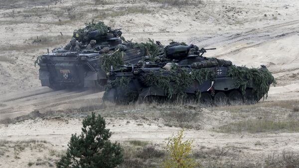 German army Marder infantry fighting vehicles participate in Operation Hazel” military drill at the Adazi training field, Latvia, October 22, 2015 - Sputnik International