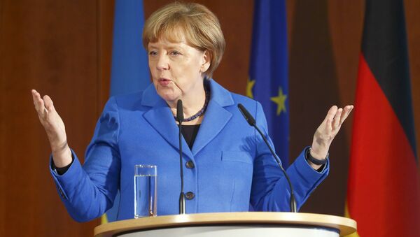 German Chancellor Angela Merkel addresses a Ukrainian-German economic conference in Berlin, Germany, October 23, 2015. - Sputnik International