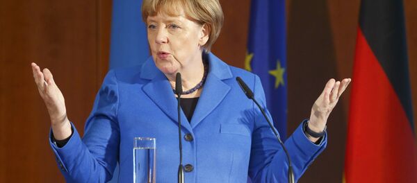 German Chancellor Angela Merkel addresses a Ukrainian-German economic conference in Berlin, Germany, October 23, 2015. German Chancellor Angela Merkel addresses a Ukrainian-German economic conference in Berlin, Germany, October 23, 2015. - Sputnik International