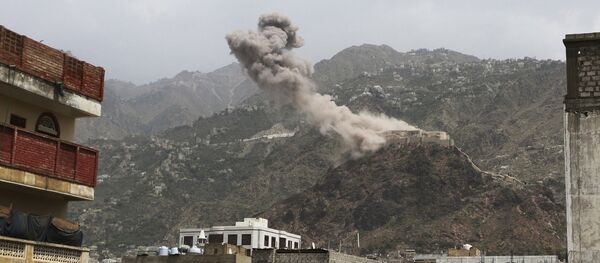 File photo of smoke rises from al-Qahira castle, an ancient fortress that was recently taken over by Shiite rebels, following a Saudi-led airstrike in Taiz city, Yemen, Thursday, May 21, 2015 File photo of smoke rises from al-Qahira castle, an ancient fortress that was recently taken over by Shiite rebels, following a Saudi-led airstrike in Taiz city, Yemen, Thursday, May 21, 2015 - Sputnik International