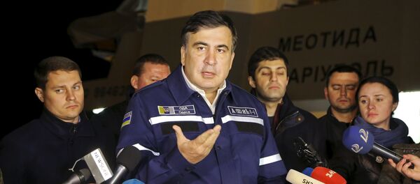 Odessa's governor Mikheil Saakashvili speaks the site of a recovery operation near Odessa, Ukraine, October 17, 2015 Odessa's governor Mikheil Saakashvili speaks the site of a recovery operation near Odessa, Ukraine, October 17, 2015 - Sputnik International
