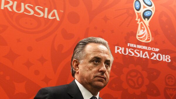 Vitaly Mutko, Minister of Sport and President of the Russiasn Football Union, attending a press briefing on FIFA and Russia-2018 Organizing Committee visits to 2018 world football championship stadiums - Sputnik International