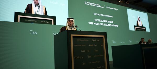 Saudi Foreign Minister Adel al-Jubeir delivers a speech during the 11th Manama Dialogue Regional Security Summit organised by the International Institute for Strategic Studies (IISS) in the Bahraini capital, Manama, on October 31, 2015 - Sputnik International