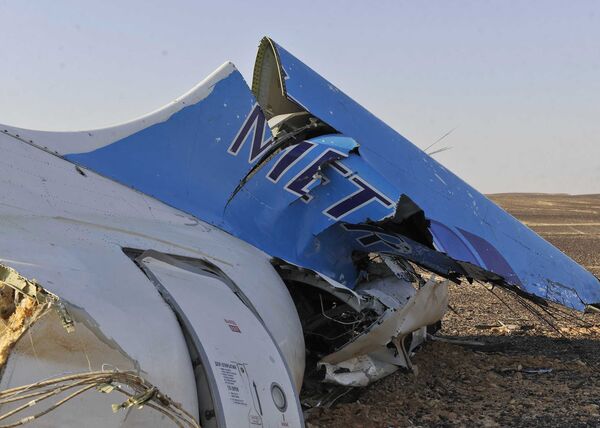 This photo shows the tail of a Metrojet plane that crashed in Hassana, Egypt on Saturday, October 31, 2015. This photo shows the tail of a Metrojet plane that crashed in Hassana, Egypt on Saturday, October 31, 2015. - Sputnik International