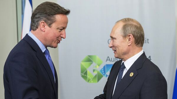 November 15, 2014. Russian President Vladimir Putin, right, and Prime Minister of the United Kingdom of Great Britain and Northern Ireland David Cameron during a bilateral meeting held as part of the G-20 summit at the Brisbane Convention and Exhibition Centre in Australia - Sputnik International