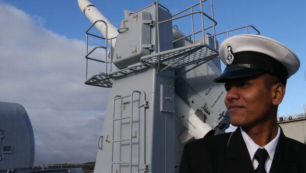 Duty officer at the supersonic Bramas missile system on board the frigate Tarkash (Quiver) after the formal ceremony transferring the ship to the naval forces of India at the pier of the Baltic Shipyard Yantar factory. - Sputnik International
