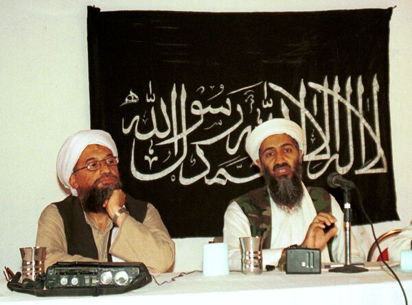 Ayman al-Zawahri, left, holds a press conference with Osama bin Laden in Khost, Afghanistan in 1998. Ayman al-Zawahri, left, holds a press conference with Osama bin Laden in Khost, Afghanistan in 1998. - Sputnik International