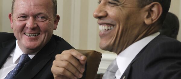 President Barack Obama meets with Danish Prime Minister Lars Lokke Rasmussen, Monday, March 14, 2011, in the Oval Office of the White House in Washington. President Barack Obama meets with Danish Prime Minister Lars Lokke Rasmussen, Monday, March 14, 2011, in the Oval Office of the White House in Washington. - Sputnik International