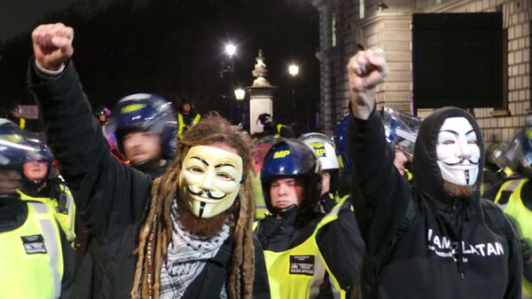 Million Mask March organized by Anonymous in central London on November 5, 2015.  - Sputnik International